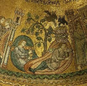 The Story of Joseph, the Dream of the Vintner and the Baker,Mosaic in the Fourth Cupola of the San M