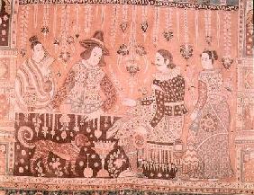Wall hanging showing early traders to IndiaIndian