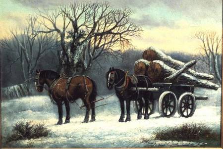 The Timber Wagon in Winter van Anoniem