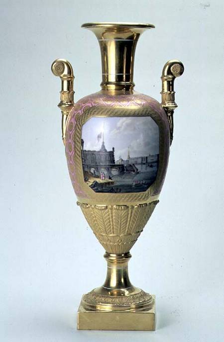 Vase with a view of the Winter Palace from the Fortress of SS. Peter and Paul from the Imperial Porc van Anoniem