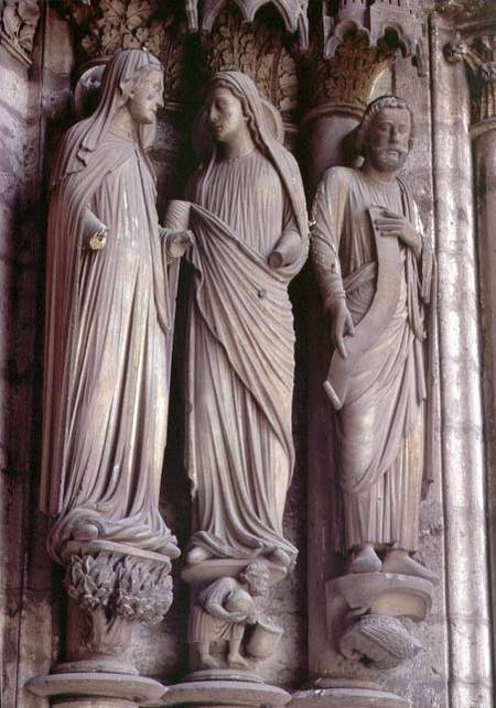 The Visitationcolumn statues from the east portal (Adoration doorway) of the north transept van Anoniem
