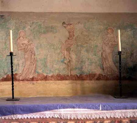 Wall painting depicting the Crucifixion van Anoniem