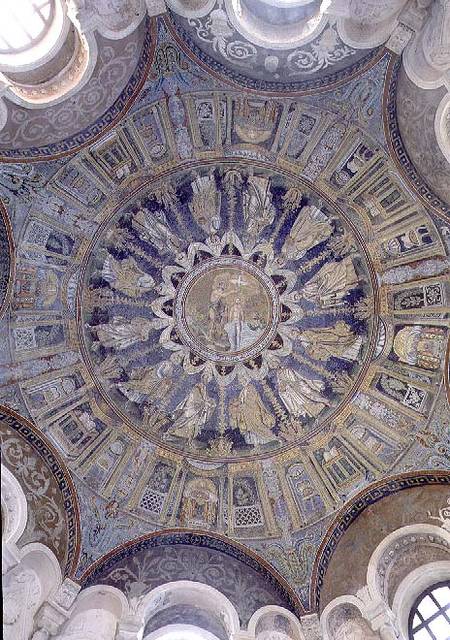The Baptism of Christ surrounded by the Apostles, from the vault of the central dome van Anoniem