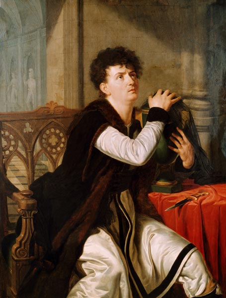 Portrait of Francois Joseph Talma (1763-1826) as Hamlet (oil on canvas) van Anthelme Francois Lagrenée