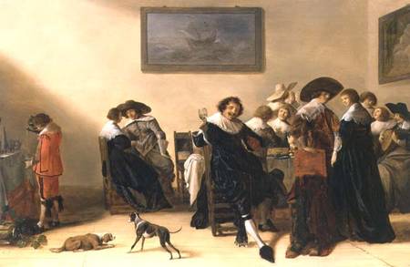 A Merry Group in an Interior, eating and drinking van Anthonie Palamedesz