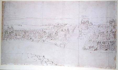 Durham House to Barnard's Castle, from 'The Panorama of London' van Anthonis van den Wyngaerde