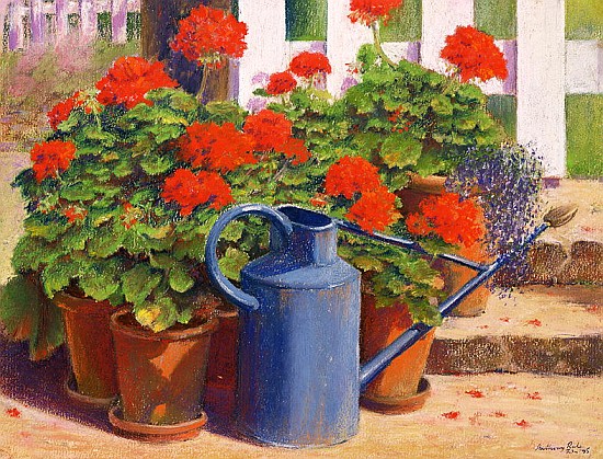 The blue watering can, 1995 (pastel on paper)  van Anthony  Rule