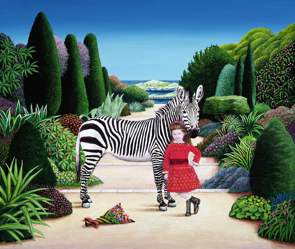 Girl with Zebra, 1984 (acrylic on board)  van Anthony  Southcombe