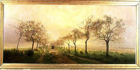 Apple Trees and Broom in Flower van Antoine Chintreuil