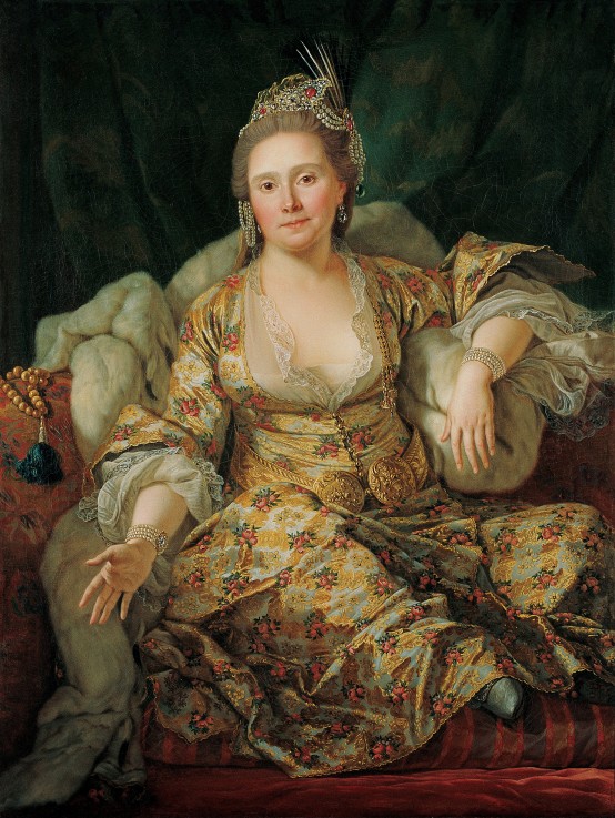 Portrait of Annette Duvivier, Comtesse de Vergennes, in Oriental Costume van Antoine de Favray