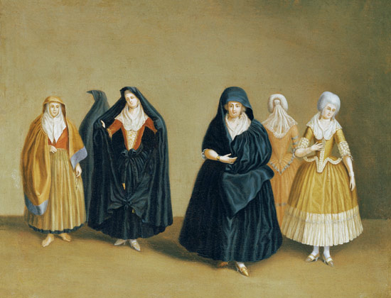 Ladies of the Knights of Malta with their Maid Servant van Antoine de Favray