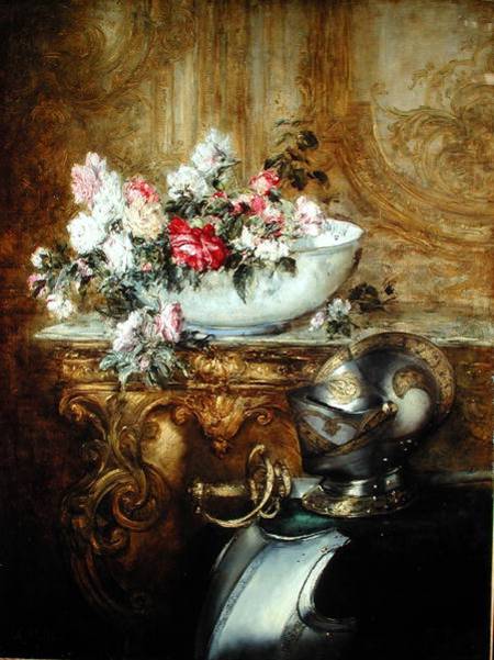 Still Life of a Bowl of Flowers van Antoine Vollon