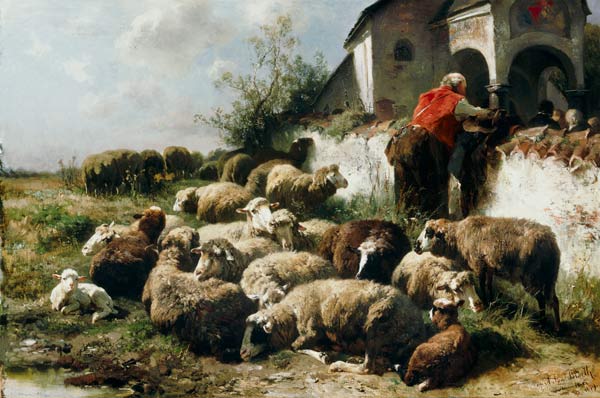 Die Schafherde van Anton Braith