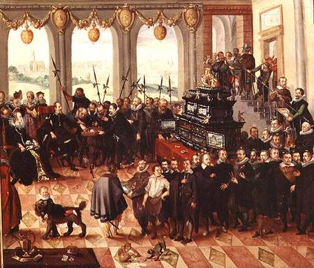 Presentation of the Pomeranian Kunstschrank to Duke Philip II of Pomerania-Stettin (1606-18) van Anton Mozart