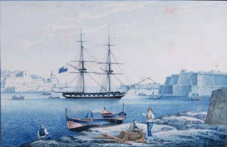Malta: View of the Entrance of the Harbour of La Valletta from Isola Point van Anton the Younger Schranz