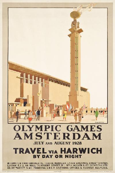 Poster van de olympische Spelen in 1928 Amsterdam.