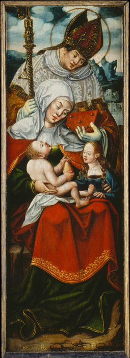 St Anne, the Virgin and Child with a Bishop Saint left wing of an altarpiece van Anton Woensam von Worms