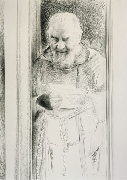 Padre Pio, 1988-89 (charcoal on paper)  van Antonio  Ciccone