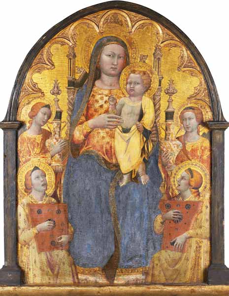 Thronende Madonna mit musizierenden Engeln van Antonio di Francesco