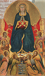 Himmelfahrt Mariae  umgeben von acht Engeln. van Antonio di Francesco
