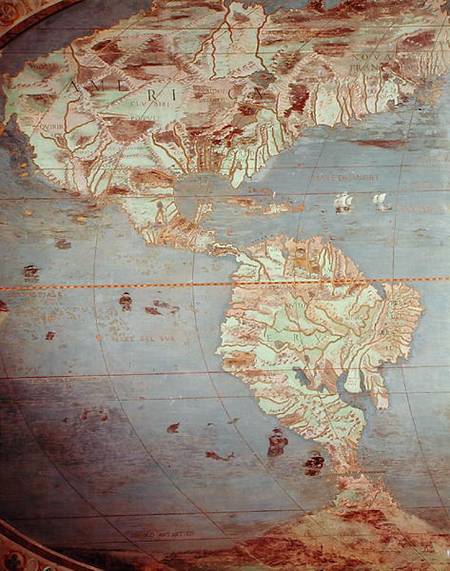 Map of North and South America, from the 'Sala Del Mappamondo' (Hall of the World Maps' van Antonio Giovanni de Varese
