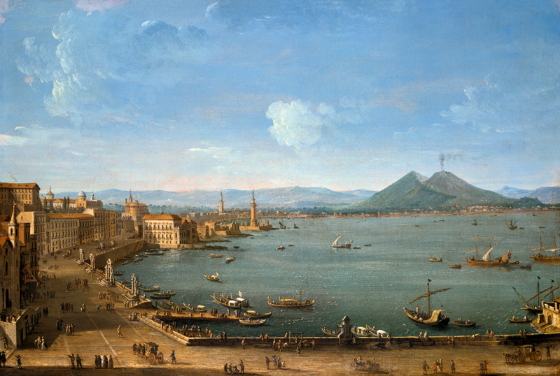Uitzicht op Napels vanaf de baai met de Vesuvius van Antonio Joli