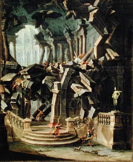Samson Destroying the Temple of Dagan, god of the Philistines van Antonio Joli