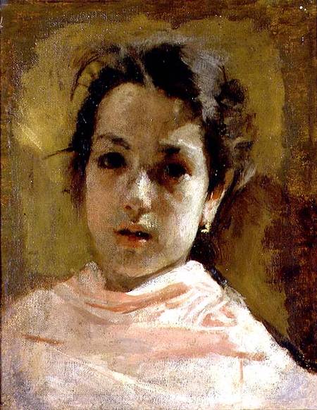 Portrait of a Young Girl van Antonio Mancini