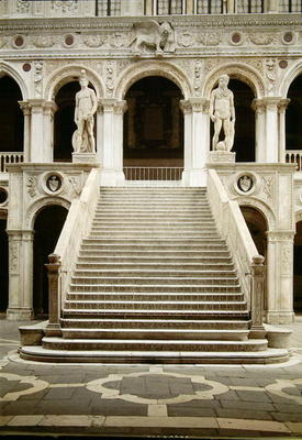 View of the Scala dei Giganti, designed by Antonio Rizzo with statues of Mars and Neptune by Jacopo van Antonio Rizzo