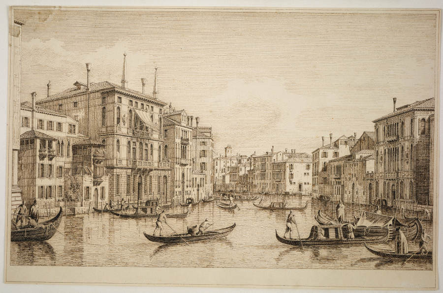 Ansicht des Canal Grande mit dem Palazzo Falier, dem Palazzo Guistinian-Lolin und dem Palazzo Contar van Antonio Visentini