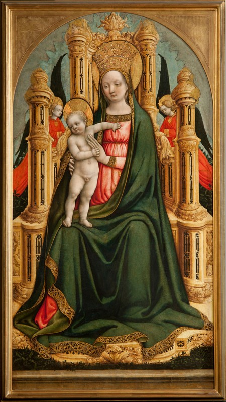 The Virgin and Child Enthroned and Two Angels van Antonio Vivarini