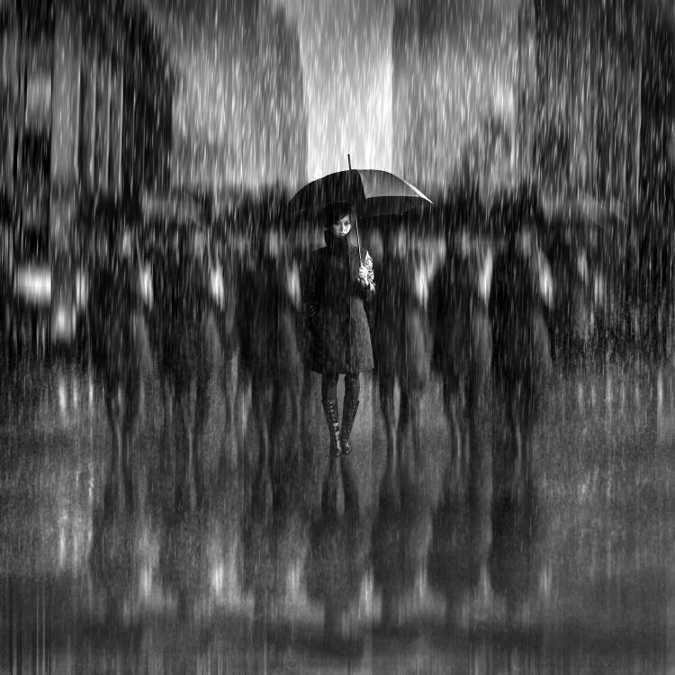 Girls in the Rain van Antonyus Bunjamin (Abe)