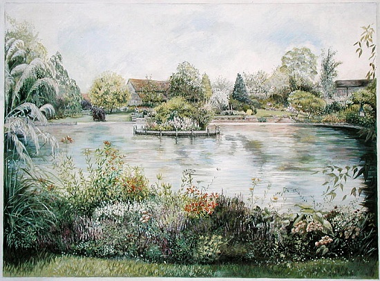 Pond with Island, Clay van Ariel  Luke