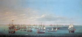 British, French and Maltese merchantmen and men of war off Cadiz