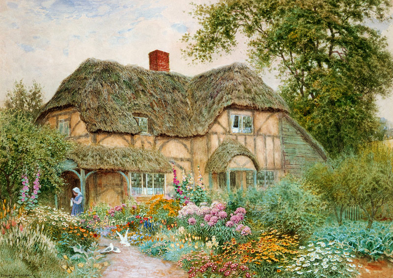 A Surrey Cottage van Arthur Claude Strachan