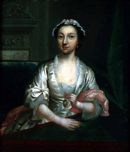 Portrait of Elizabeth Faulkner, the artist's wife van Arthur Devis