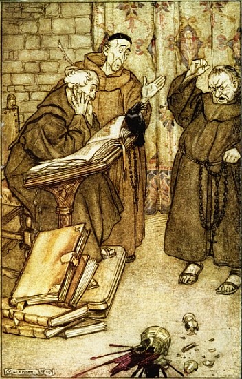 Illustration of ''The Jackdaw of Rheims'', from ''The Ingoldsby Legends, written Richard Harris Barh van Arthur Rackham