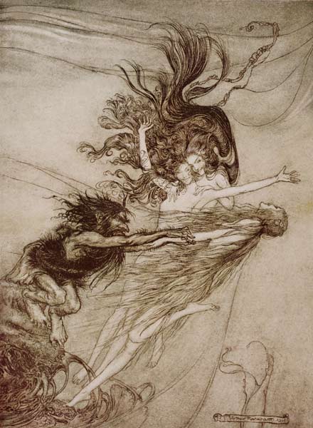 The Rhinemaidens teasing Alberich from ''The Rhinegold and The Valkyrie'' Richard Wagner van Arthur Rackham