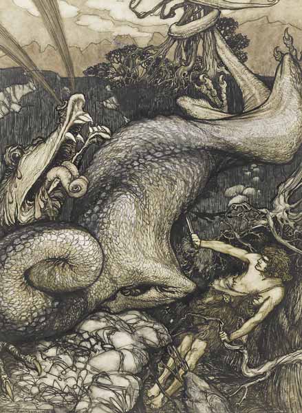 Sigurd the Dragon Slayer van Arthur Rackham