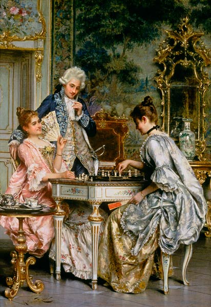 Beim Schachspiel im Rokoko. van Arturo Ricci