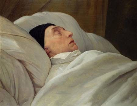 Marie Joseph (1757-1834) Marquise de La Fayette, on his Deathbed van Ary Scheffer