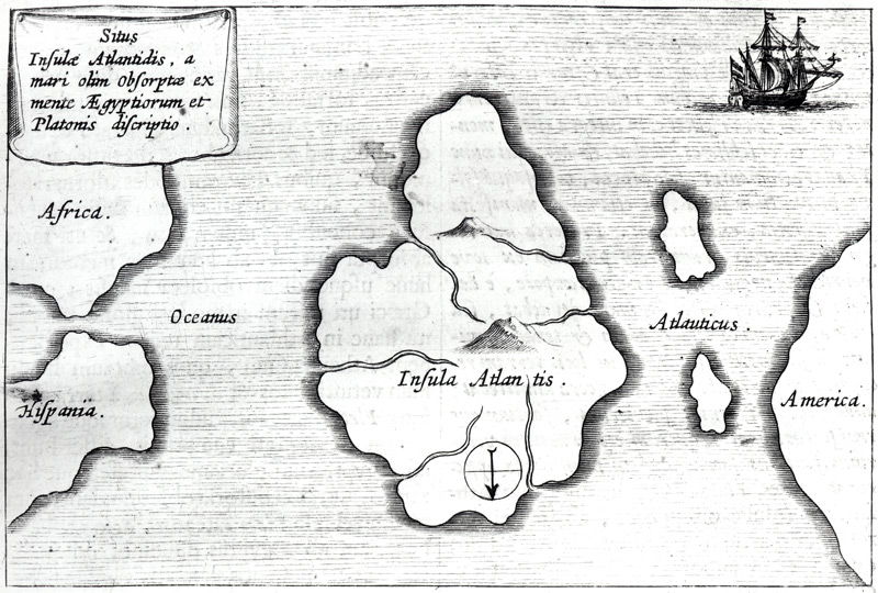 Map of Atlantis, from ''Mundus Subterraneus'', 1665-68 van Athanasius Kircher