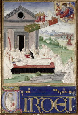 The Funeral of St. Benedict (480-527) with St. Romauld (c.951-1027) 1502 (vellum) van Attavante di Gabriello di Vanti di Bartolo