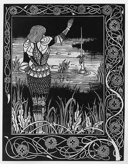 How Sir Bedivere Cast the Sword Excalibur into the Water, an illustration from ''Le Morte d''Arthur' van Aubrey Vincent Beardsley