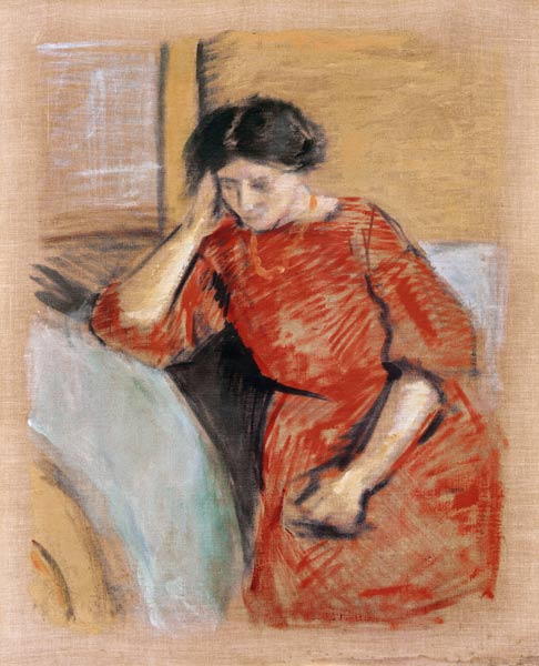 Elisabeth in a red dress van August Macke