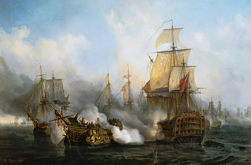 The battle at Trafalgar van Auguste Etienne Francois Mayer