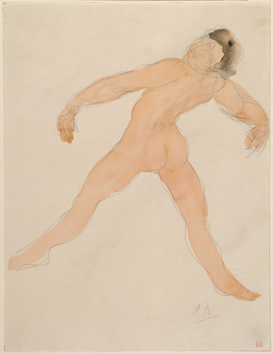 Woman Dancing with Her Head Thrown Back, rear view van Auguste Rodin