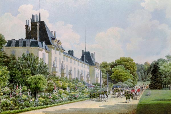 View of the Garden Facade of the Chateau, from a collection of twelve 'Views of the Malmaison'  on van Auguste Simon Garneray