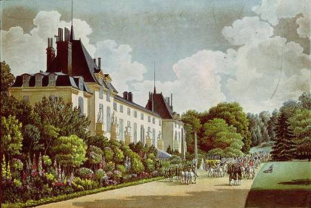 View of the Chateau de la Malmaison next to the park, from 'Views of the Malmaison' van Auguste Simon Garneray