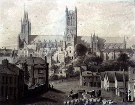 Lincoln Cathedral from the South van Augustus Charles Pugin